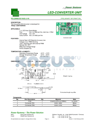 PS-LD0602-021-B datasheet - LED-CONVERTER UNIT 3W