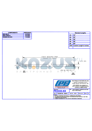 PE3333 datasheet - CABLE ASSEMBLY RG59B/U-BLACK SMA MALE TO SMA FEMALE