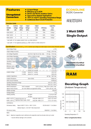 RAM-0505S datasheet - 25`C, nominal input voltage and rated output current unless otherwise specified