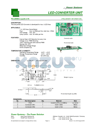PS-LD0602-1S datasheet - LED-CONVERTER UNIT