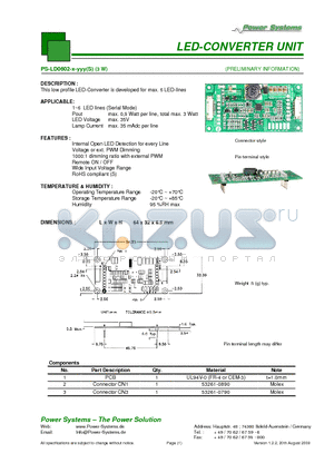 PS-LD0602-2S datasheet - LED-CONVERTER UNIT