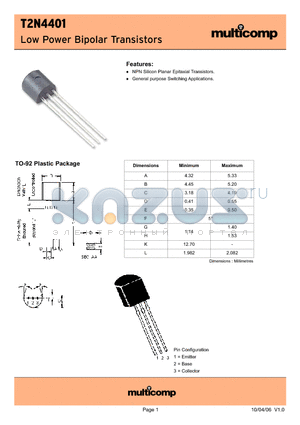 T2N4401 datasheet - Low Power Bipolar Transistors