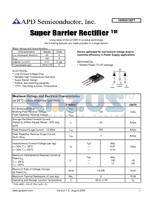 SBR60A100PT datasheet - Super barrier rectifier