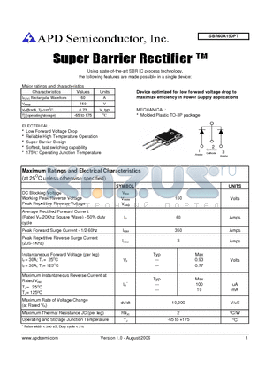 SBR60A150PT datasheet - Super barrier rectifier