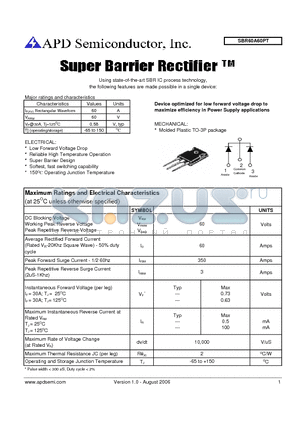 SBR60A60PT datasheet - Super barrier rectifier