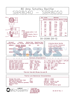 SBR8040R datasheet - 80 Amp Schottky Rectifier