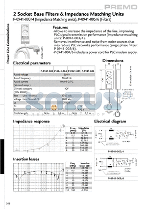 P-0941-004 datasheet - 2 Socket Base Filters & Impedance Matching Units