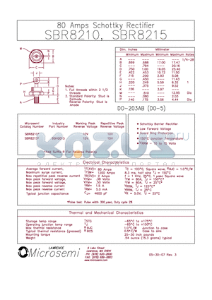 SBR8215 datasheet - 80 Amp Schottky Rectifier