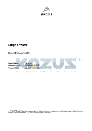 T30-A350X datasheet - SURGE ARRESTER 3-electrode arrester