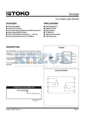 TK15420MTL datasheet - 75 OHM VIDEO LINE DRIVER