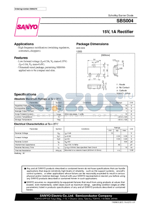 SBS004 datasheet - 15V, 1A Rectifier