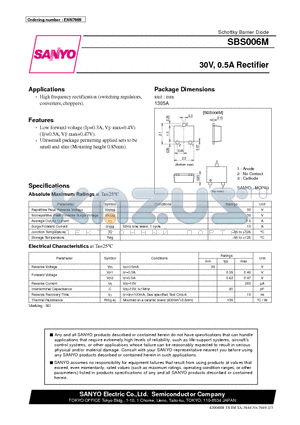 SBS006M datasheet - 30V, 0.5A Rectifier