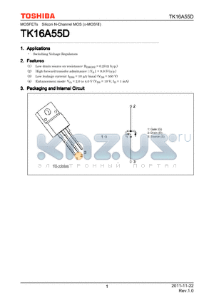 TK16A55D datasheet - Switching Voltage Regulators