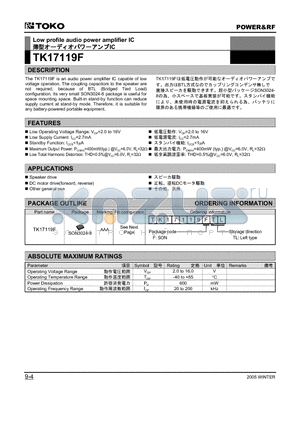 TK17119F datasheet - Low profile audio power amplifier IC