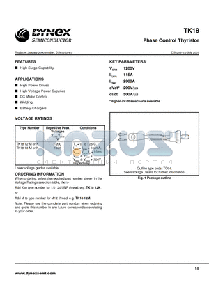 TK1812MK datasheet - Phase Control Thyristor