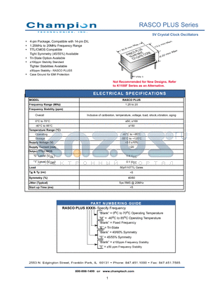 RASCOPLUS datasheet - 5V Crystal Clock Oscillators