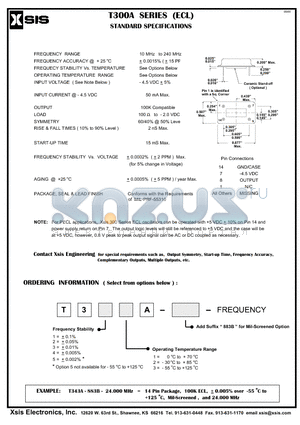 T312A datasheet - STANDARD SPECIFICATIONS