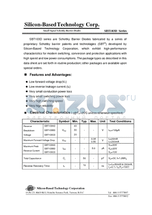 SBT103CD datasheet - Small-Signal Schottky Barrier Diodes