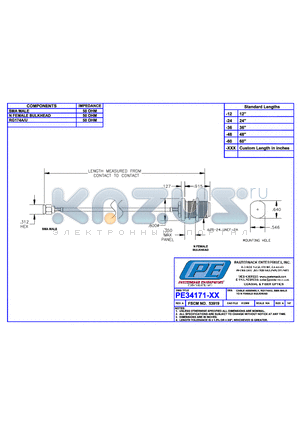 PE34171 datasheet - CABLE ASSEMBLY RG174A/U SMA MALE TO N FEMALE BULKHEAD