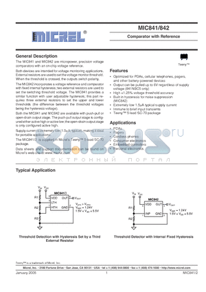 MIC841_05 datasheet - Comparator with Reference