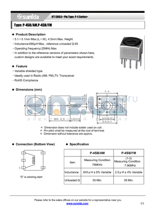 P-4SB/FM datasheet - IFT COILS< Pin Type: P-4 Series>