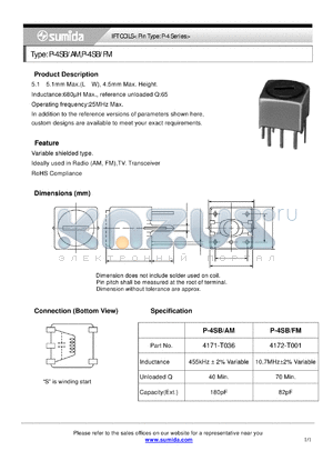 P-4SBFM datasheet - IFT COILS< Pin Type: P-4 Series>