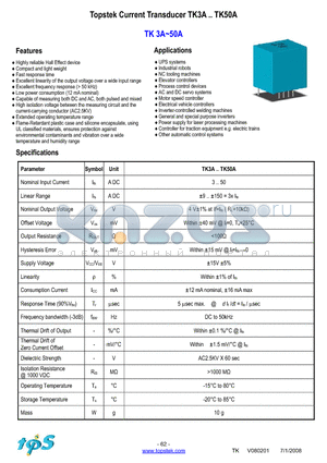 TK25A datasheet - Topstek Current Transducer
