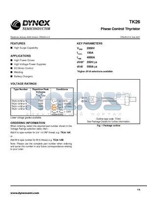 TK2616K datasheet - Phase Control Thyristor