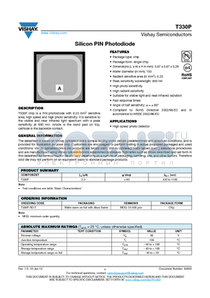 T330P datasheet - Silicon PIN Photodiode