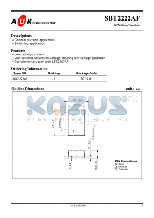 SBT2222AF_1 datasheet - NPN Silicon Transistor