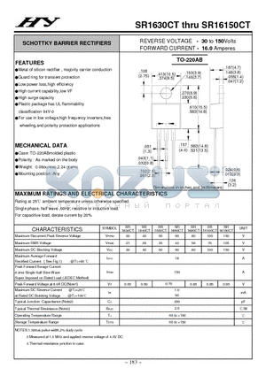 SR16150CT datasheet - SCHOTTKY BARRIER RECTIFIERS