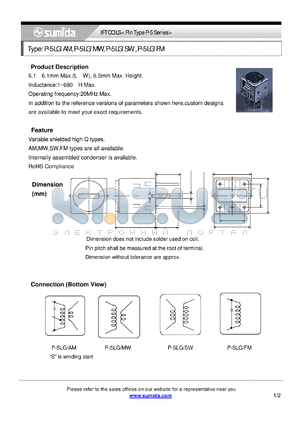 P-5LG/FM datasheet - IFT COILS < Pin Type P-5 Series>