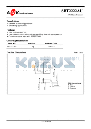 SBT2222AU datasheet - NPN Silicon Transistor