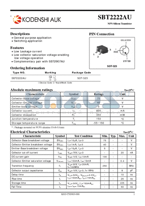 SBT2222AU datasheet - NPN Silicon Transistor