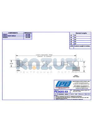 PE34203 datasheet - CABLE ASSEMBLY RG225/U  N MALE TO N MALE RIGHT ANGLE