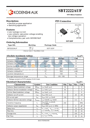 SBT2222AUF datasheet - NPN Silicon Transistor