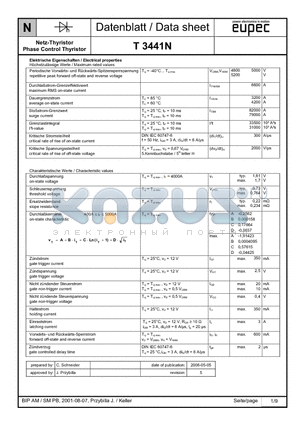 T3441N datasheet - Phase Control Thyristor