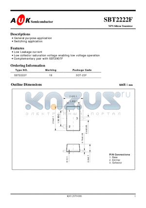 SBT2222F datasheet - NPN Silicon Transistor