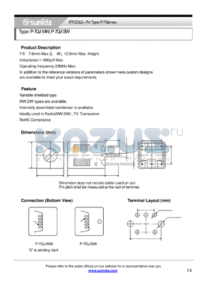 P-7GJSW datasheet - IFT COILS < Pin Type: P-7 Series>