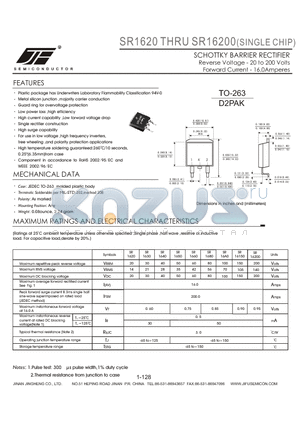 SR1630 datasheet - SCHOTTKY BARRIER RECTIFIER