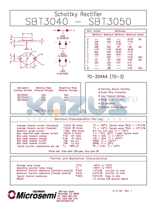 SBT3040 datasheet - Schottky Rectifier