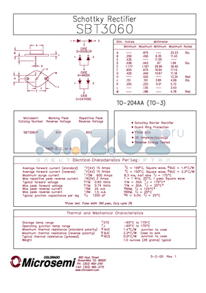 SBT3060 datasheet - Schottky Rectifier