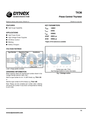 TK3608K datasheet - Phase Control Thyristor