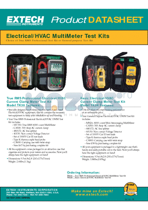 TK34 datasheet - Electrical/HVAC MultiMeter Test Kits