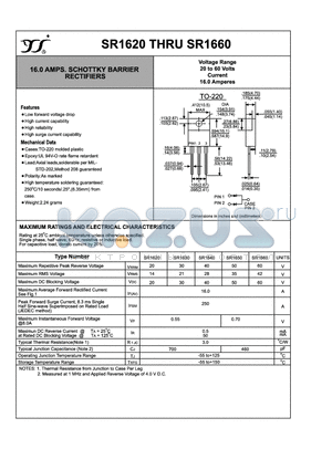 SR1650 datasheet - 16.0 AMPS. SCHOTTKY BARRIER RECTIFIERS