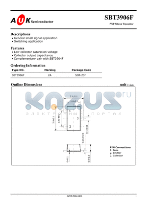 SBT3906F_1 datasheet - PNP Silicon Transistor