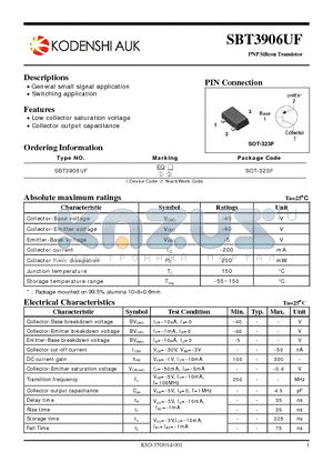 SBT3906UF datasheet - PNP Silicon Transistor