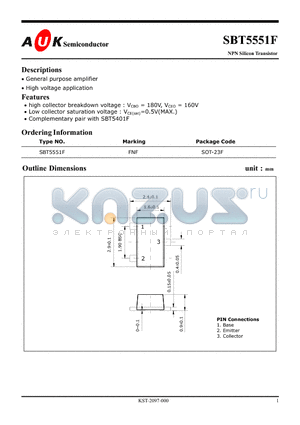 SBT5551F datasheet - NPN Silicon Transistor