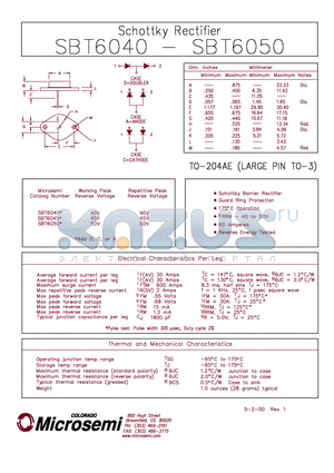 SBT6040 datasheet - Schottky Rectifier