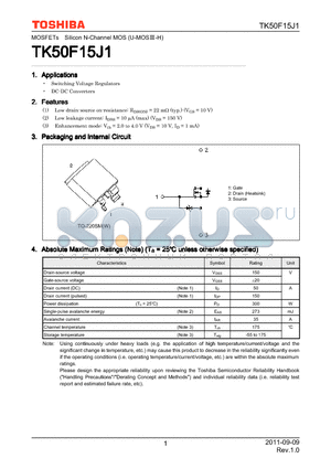 TK50F15J1 datasheet - Switching Voltage Regulators